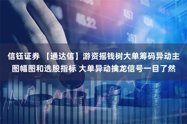 信钰证券 【通达信】游资摇钱树大单筹码异动主图幅图和选股指标 大单异动擒龙信号一目了然