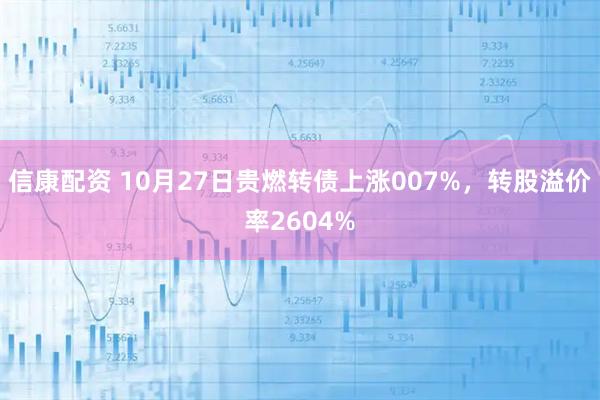 信康配资 10月27日贵燃转债上涨007%，转股溢价率2604%